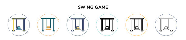 游戏中的秋千图标中填充了细线和轮廓线图片下载