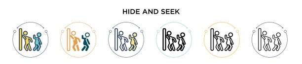 隐藏和寻找图标在填充细线轮廓图片下载