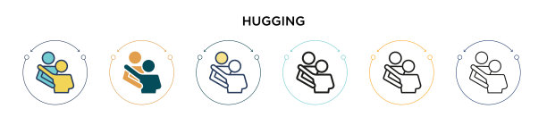 拥抱图标在填充细线轮廓和图片下载