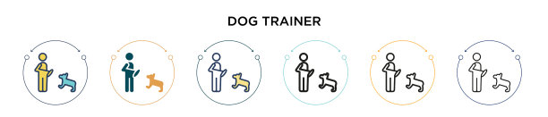 训犬师图标中填充细线和轮廓线图片下载