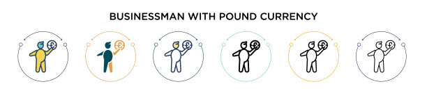 商人与英镑货币符号图标图片下载