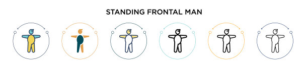 站在前面的男人图标在填充细线图片下载