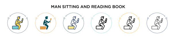 男人坐着看书图标在填瘦图片下载