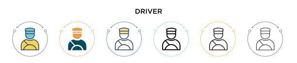 驱动图标在填充细线和轮廓线图片下载