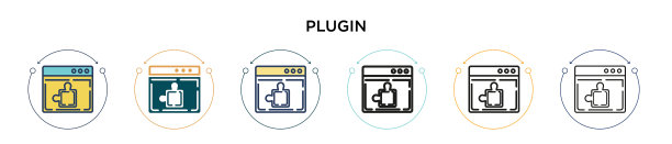 插件图标在填充细线轮廓和图片下载