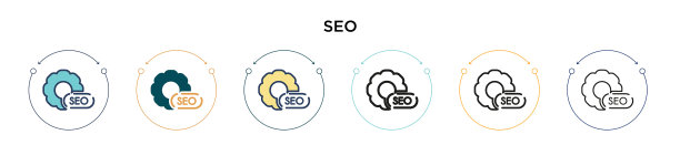 SEO图标填充细线轮廓和描边图片下载