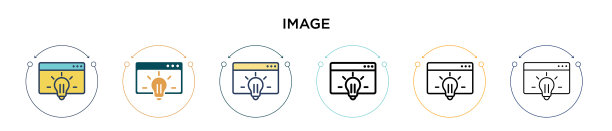 图像图标在填充细线轮廓和描边图片下载