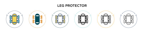 护腿图标在填充细线轮廓图片下载