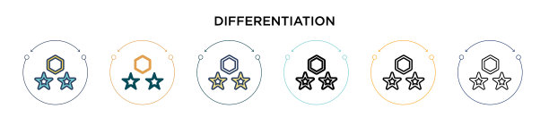 区分图标在填充细线轮廓图片下载
