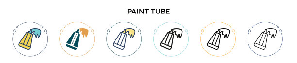 油漆管图标在填充细线轮廓和图片下载
