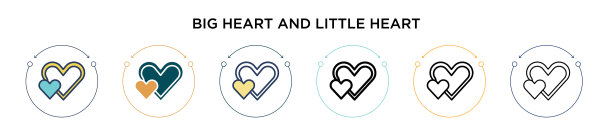 大心和小心的图标在填充薄图片下载