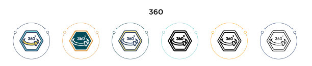 填充细线轮廓和描边的360图标图片下载
