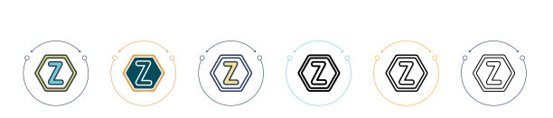 Z符号图标在填充细线轮廓和图片下载
