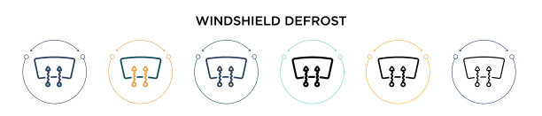 在填充细线的挡风玻璃除霜图标图片下载