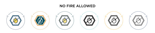 不允许火的图标在填充细线轮廓图片下载