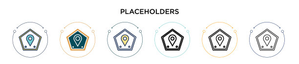 占位符图标在填充细线轮廓和图片下载