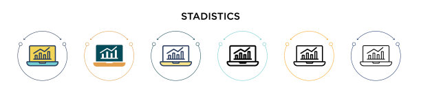 统计图标在填充细线轮廓和图片下载