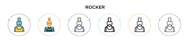 摇滚图标在填充细线轮廓和图片下载