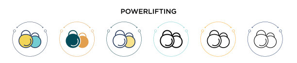 举重图标中填充了细线和轮廓线图片下载