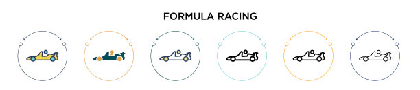 方程式赛车图标在填充细线轮廓图片下载