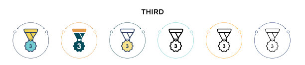 第三个图标在填充细线轮廓和描边图片下载