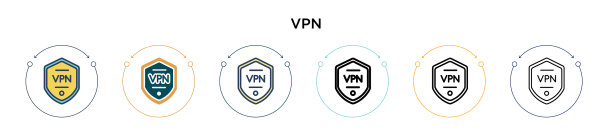 填充细线轮廓和描边的VPN图标图片下载