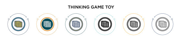 思考游戏玩具图标在填充细线图片下载