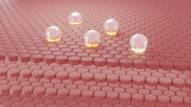 血清通过皮肤层，减少皮肤松弛的皮肤细胞。3 d渲染。图片下载