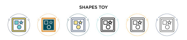 形状玩具图标在填充细线轮廓和图片下载