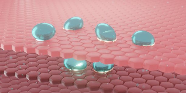 血清通过皮肤层，减少皮肤松弛的皮肤细胞。3 d渲染。图片下载