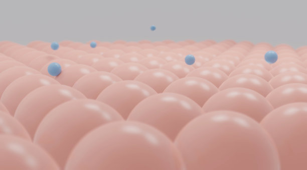 血清通过皮肤层，减少皮肤松弛的皮肤细胞。3 d渲染。图片下载