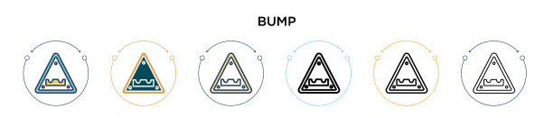凹凸标志图标在填充细线和轮廓线图片下载
