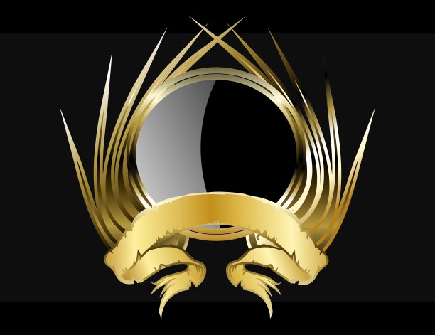 圈黑色和金色豪华盾顶背景纹章插图图片下载