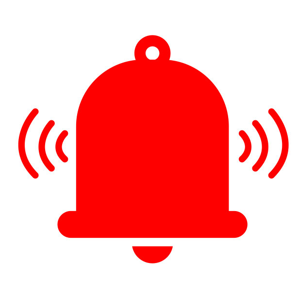 警报图标在白色背景。平的风格。警铃的迹象。贝尔的象征。图片下载