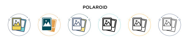 宝丽来图标在填充细线轮廓和图片下载