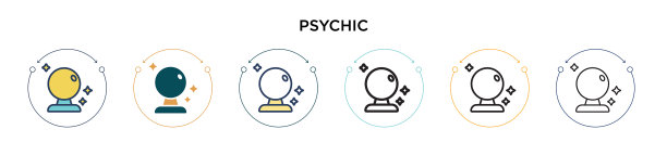 精神图标在填充细线轮廓和图片下载