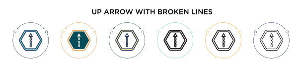 向上箭头与虚线图标在填充细图片下载