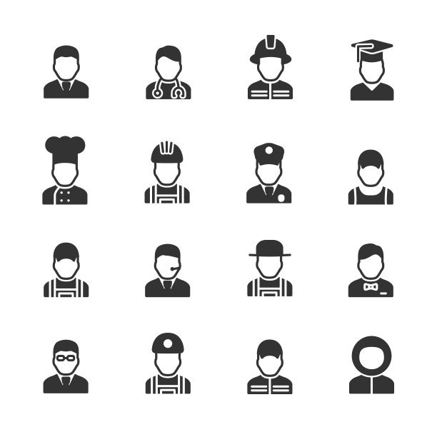 专业图标的矢量图像集。图片下载