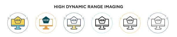 高动态范围成像图标在填充薄图片下载
