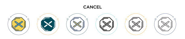已填充细线的取消图标图片下载