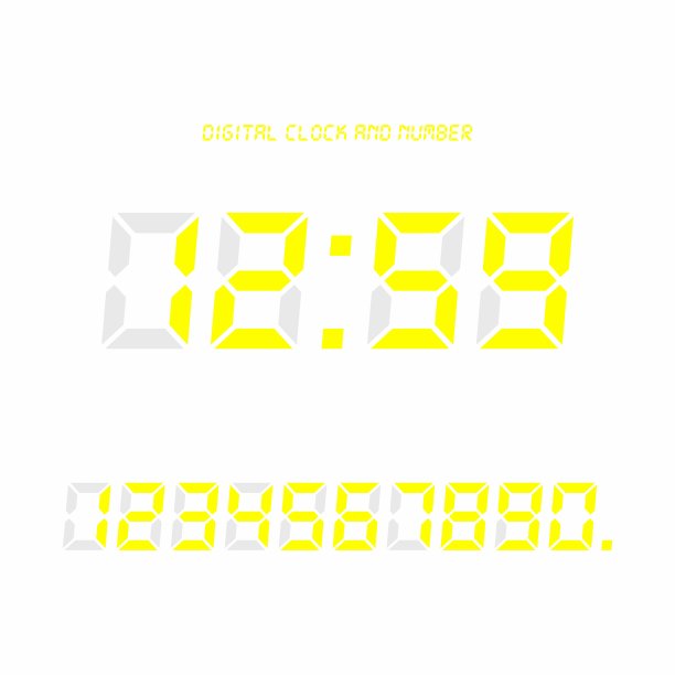 数字时钟和数字设置，电子数字。图片下载