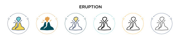 喷发图标在填充细线轮廓和图片下载