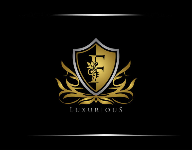 豪华F字金盾标志图标图片下载