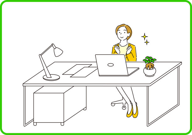 A woman in A suit sitting front of A computer and having A conversation online略为简单的插图Vector by A woman in A suit sitting in A computer and having A conversation online微笑。一个相当简单的插图图片下载