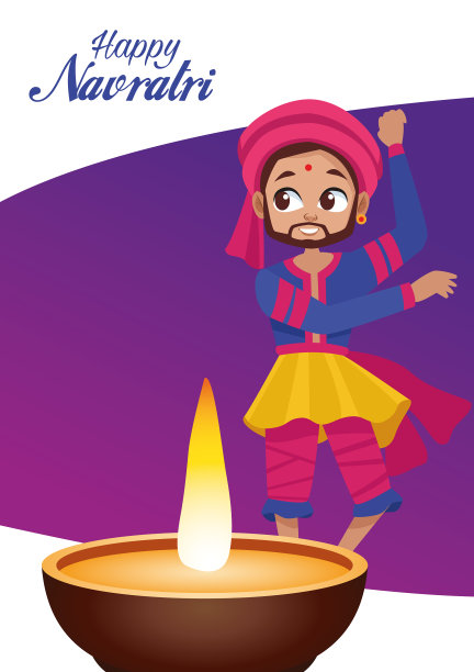 快乐的navratri庆祝字母与男人图片下载
