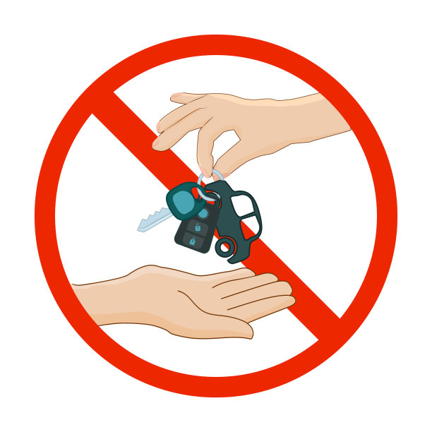 禁止红色标志与手和车钥匙隔离在白色背景。图片下载