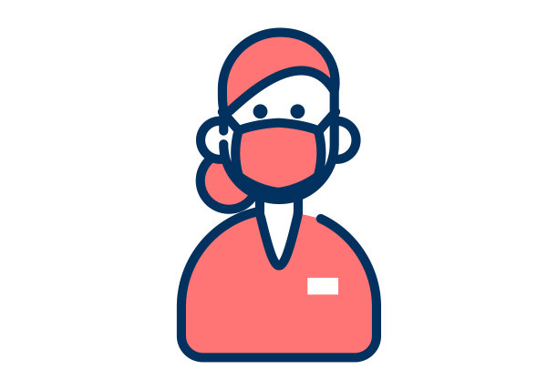 插图简单设计的卫生保健工作者的妇女谁有口罩图片下载