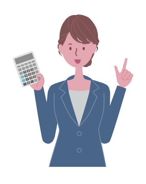 蓝色套装和计算器的女人插图图片下载