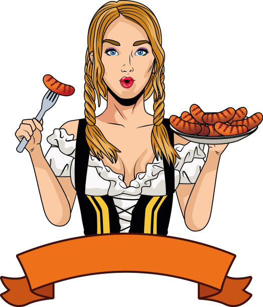 塞西，德国妇女，香肠的特点图片下载