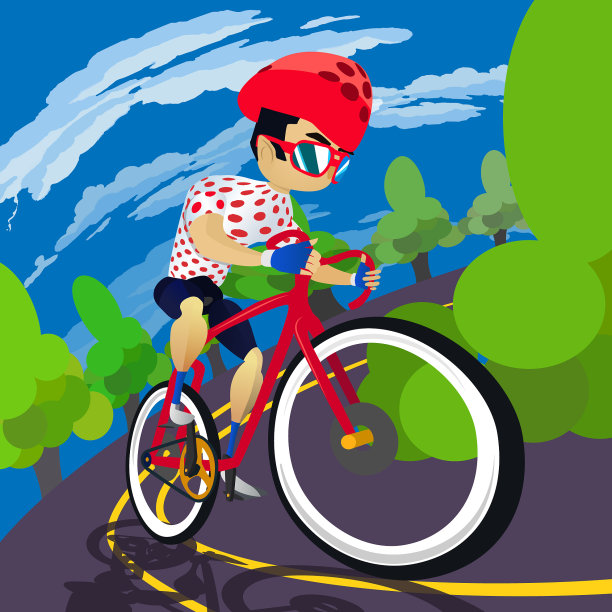 3d和平面设计风格的领导者骑行攀岩图片下载